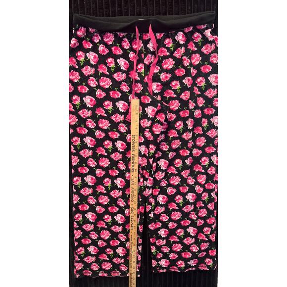 Betsey Johnson Women’s XL Black Floral Ribbed 2-Piece Pajama Set – Long Sleeve - Picture 6 of 8